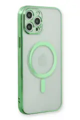 Newface İphone 12 Pro Kılıf Magneticsafe Lazer Silikon - Haki Yeşil