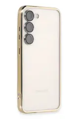 Newface Samsung Galaxy S23 Kılıf Razer Lensli Silikon - Gold