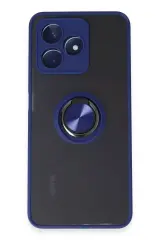 Newface Realme C53 Kılıf Montreal Yüzüklü Silikon Kapak - Lacivert