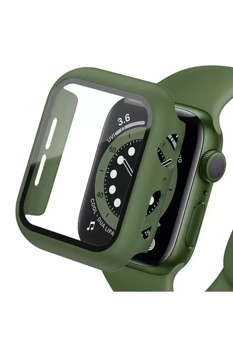 Newface Apple Watch 41mm Camlı Kasa Ekran Koruyucu - Koyu Yeşil