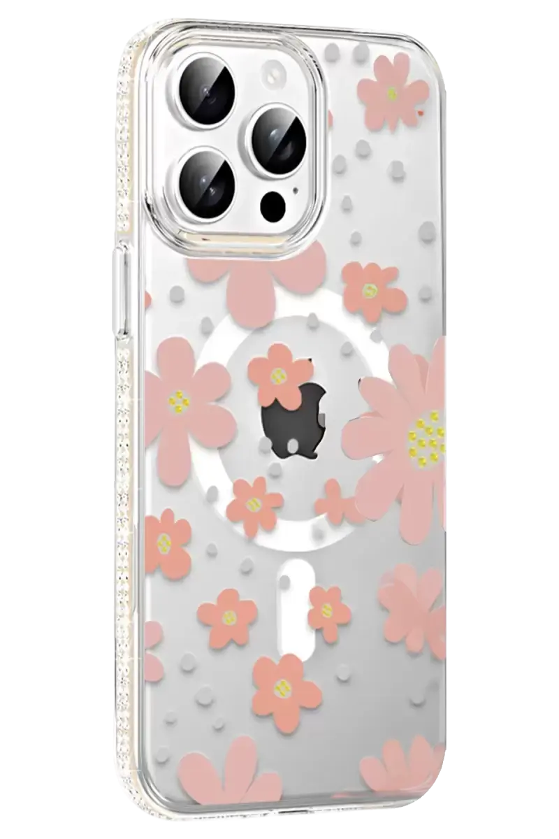 Joko Apple İphone 15 Pro Floral Magsafe Kapak - Pembe