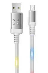 Konfulon Dc09 Ses Duyarlı Işıklı Micro Usb Kablo 1m 2a - Beyaz