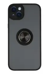 Newface İphone 14 Kılıf Montreal Yüzüklü Silikon Kapak - Siyah