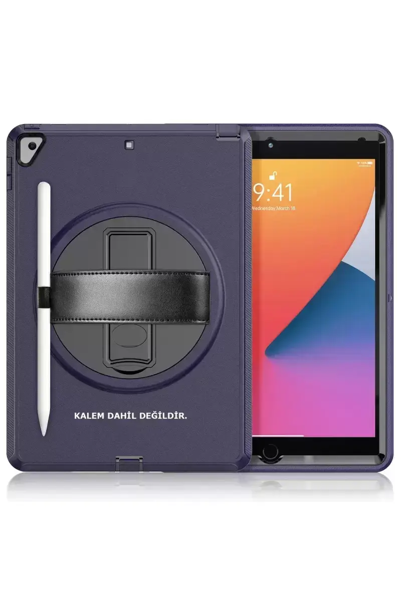 Newface Apple İpad 10.2 (7.nesil) Kılıf Hand Strap Tablet Kılıfı - Lacivert
