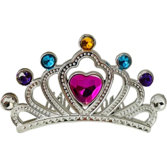 Gümüş Renk Taraklı Model Prenses Kraliçe Tacı 1 No Kalp 12x7 Cm