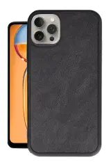 Newface İphone 15 Pro Kılıf Aras Deri Kapak - Siyah