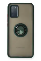 Newface Samsung Galaxy A02s Kılıf Montreal Yüzüklü Silikon Kapak - Yeşil