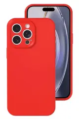 Newface Apple İphone 16 Pro Kılıf Nano İçi Kadife Silikon - Kırmızı