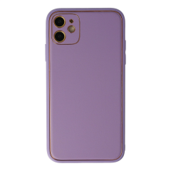 İphone 12 Kılıf Coco Deri Silikon Kapak - Lila