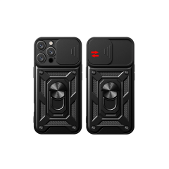 İphone 16 Pro Max Kılıf Pars Lens Yüzüklü Silikon - Kırmızı