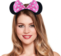 Pembe Fiyonklu Minnie Mouse Tacı Mini Kulak