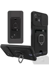 Newface Xiaomi Mi 11 Lite Kılıf Zuma Kartvizitli Yüzüklü Silikon - Siyah