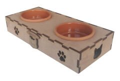 Markapet Ahşap Kedi Mama Su Kabı 200+200 ml