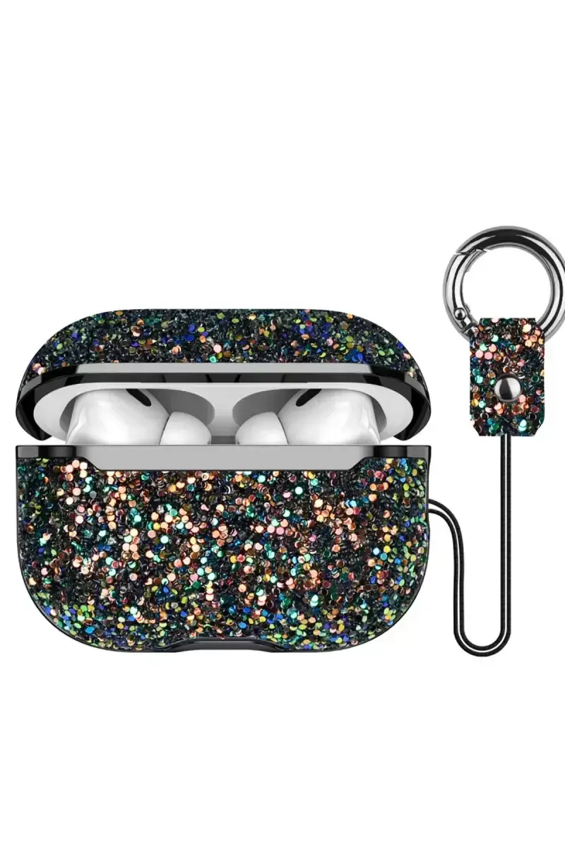Onegif Airpods 3 (3.nesil) Bright Simli Airpods Kapak - Siyah