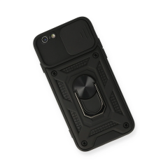 İphone 6 Kılıf Pars Lens Yüzüklü Silikon - Siyah
