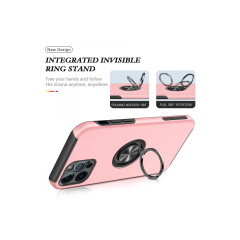 İphone 12 Pro Kılıf Elit Yüzüklü Kapak - Pembe