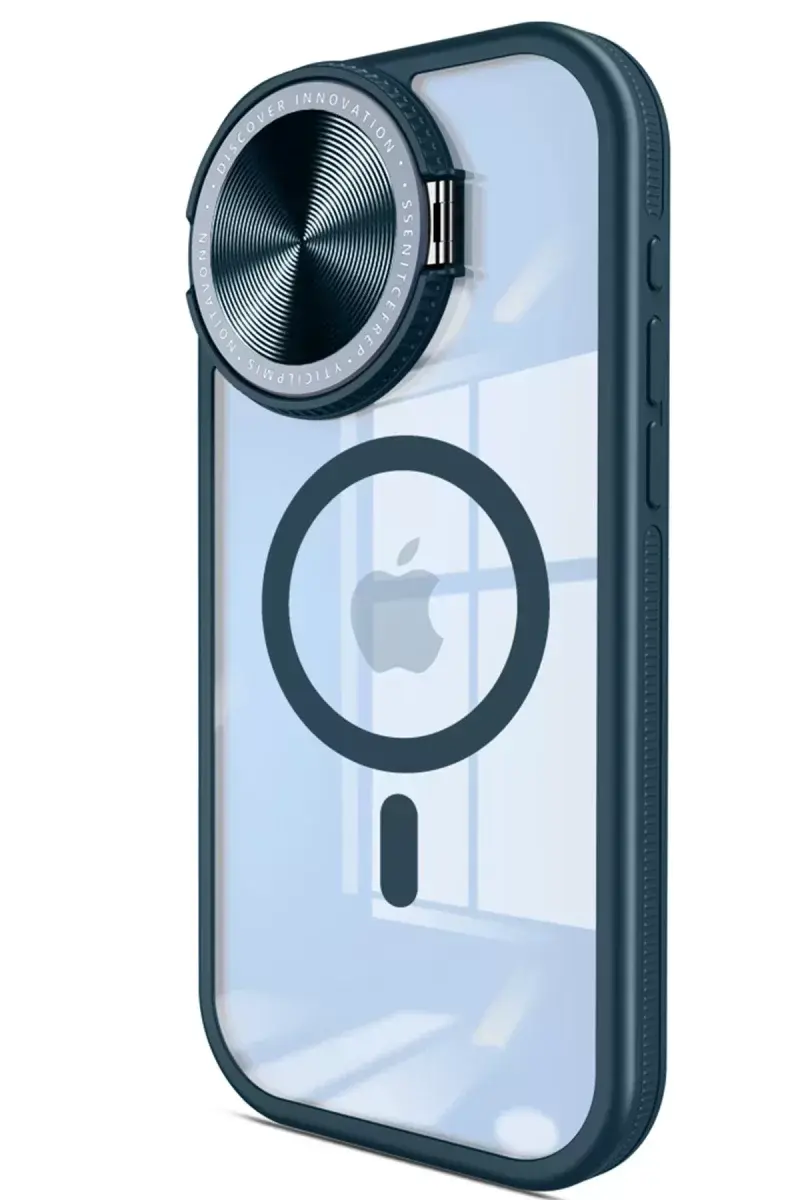 Newface İphone 15 Pro Max Kılıf Teleskop Lens Magsafe Silikon Kapak - Lacivert