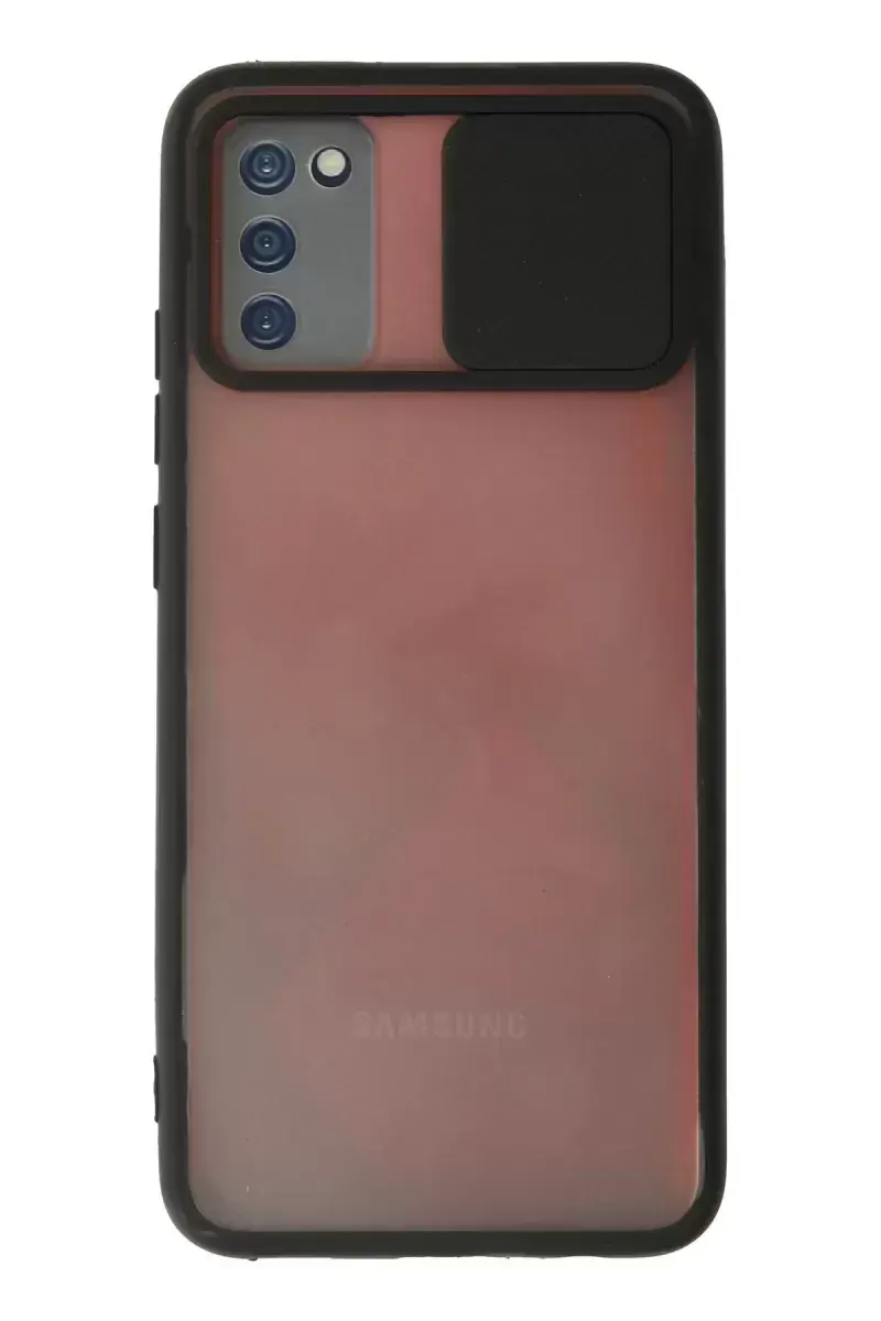Newface Samsung Galaxy A03s Kılıf Palm Buzlu Kamera Sürgülü Silikon - Siyah