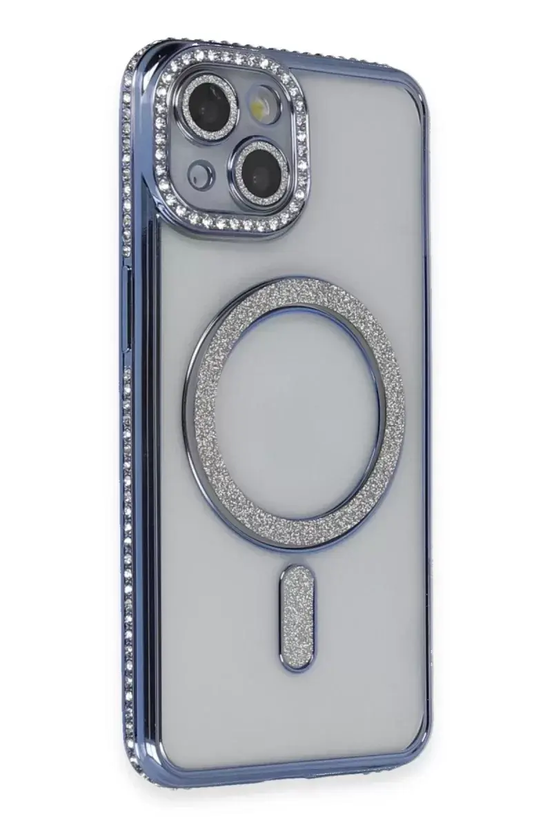 Newface İphone 13 Kılıf Joke Simli Magneticsafe Kılıf - Mavi