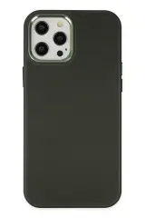 Newface İphone 12 Pro Max Kılıf Asya Deri Silikon - Koyu Yeşil