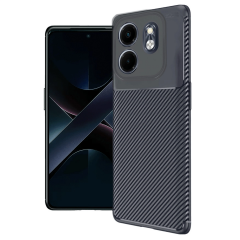 İnfinix Smart 9 Kılıf Auto Focus Karbon Kapak - Lacivert