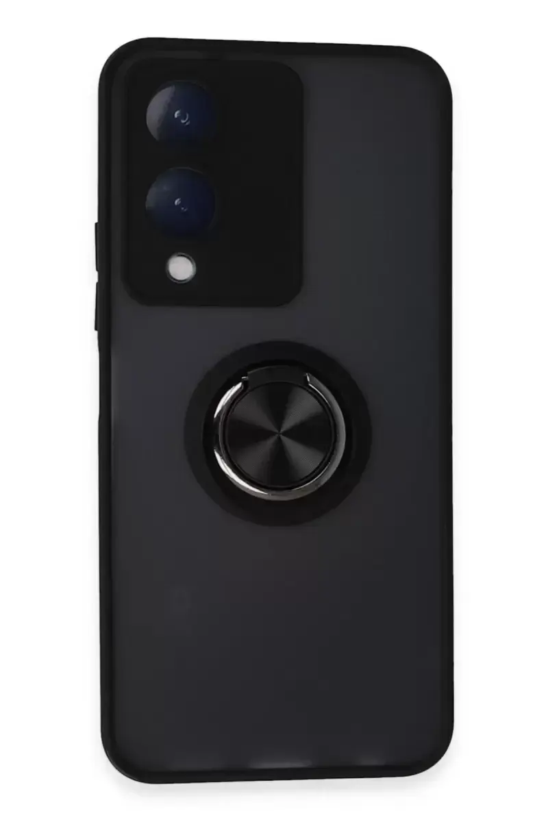 Newface Vivo Y17s Kılıf Montreal Yüzüklü Silikon Kapak - Siyah
