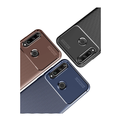Huawei Y6p Kılıf Auto Focus Karbon Kapak - Siyah