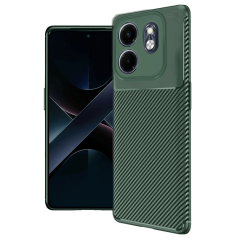 İnfinix Smart 9 Kılıf Auto Focus Karbon Kapak - Koyu Yeşil