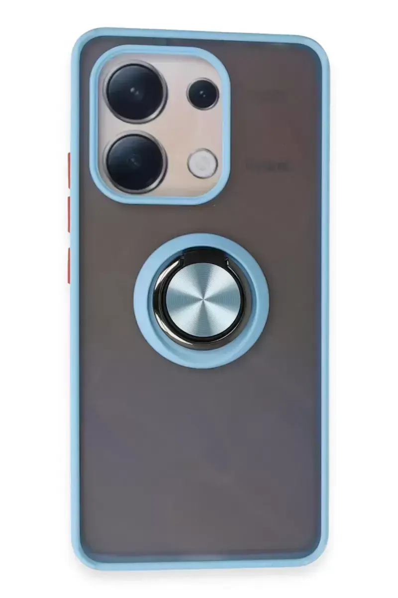 Newface Xiaomi Redmi Note 13 4g Kılıf Montreal Yüzüklü Silikon Kapak - Buz Mavi