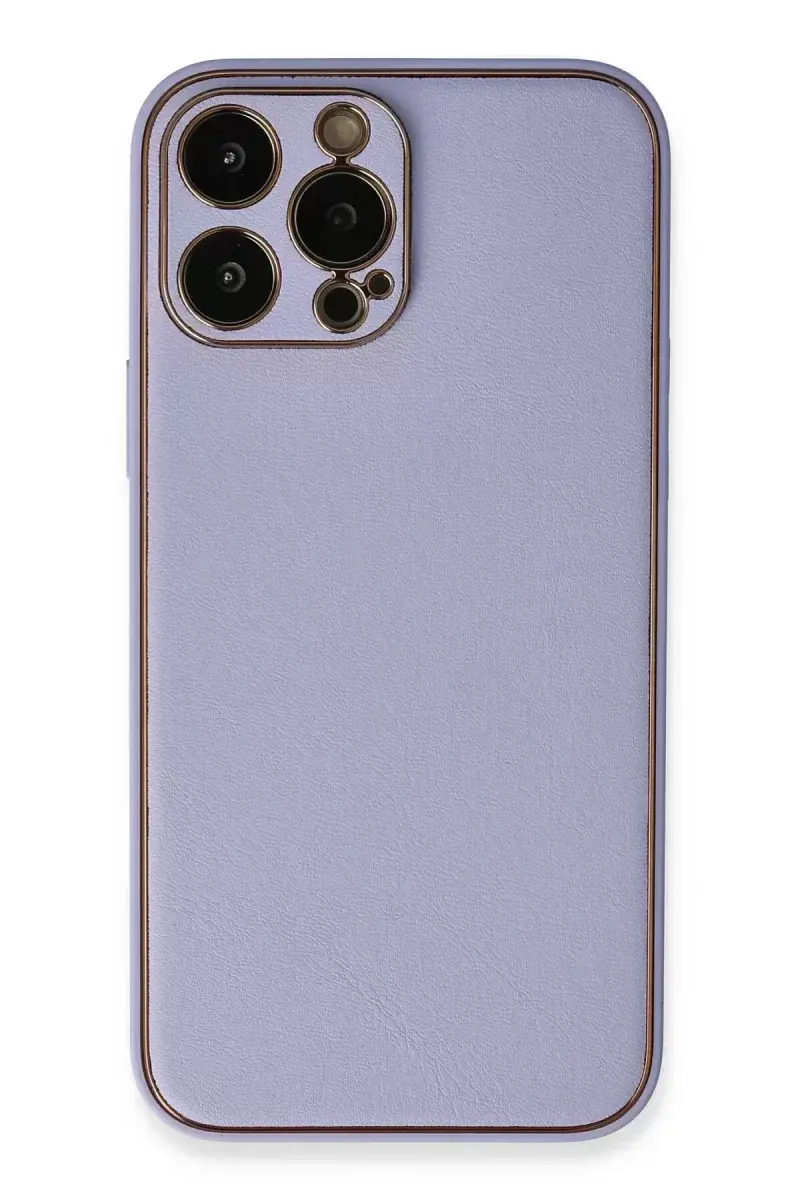 Newface İphone 13 Pro Max Kılıf Coco Deri Silikon Kapak - Açık Lila