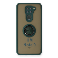 Xiaomi Redmi Note 9 Kılıf Montreal Yüzüklü Silikon Kapak - Yeşil