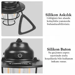 Powermaster Pm-25439 Nostaljik 3 Filament 6 Smd Kamp Çadır Lambası Ampul 1200mah Type-c