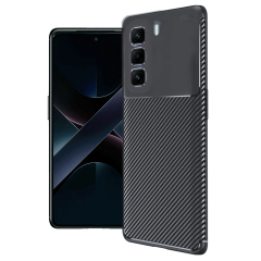 İnfinix Hot 50 4g Kılıf Auto Focus Karbon Kapak - Siyah