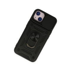 İphone 14 Kılıf Pars Lens Yüzüklü Silikon - Siyah