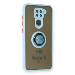 Xiaomi Redmi Note 9 Kılıf Montreal Yüzüklü Silikon Kapak - Buz Mavi