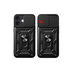 İphone 16 Kılıf Pars Lens Yüzüklü Silikon - Siyah