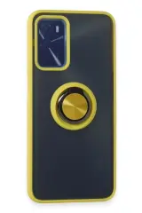 Newface Oppo A16 Kılıf Montreal Yüzüklü Silikon Kapak - Sarı