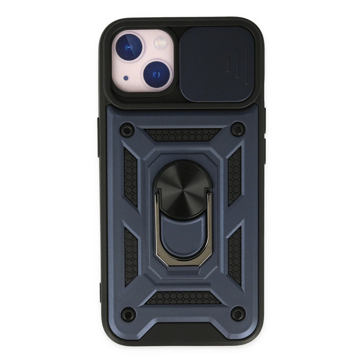 İphone 14 Kılıf Pars Lens Yüzüklü Silikon - Lacivert