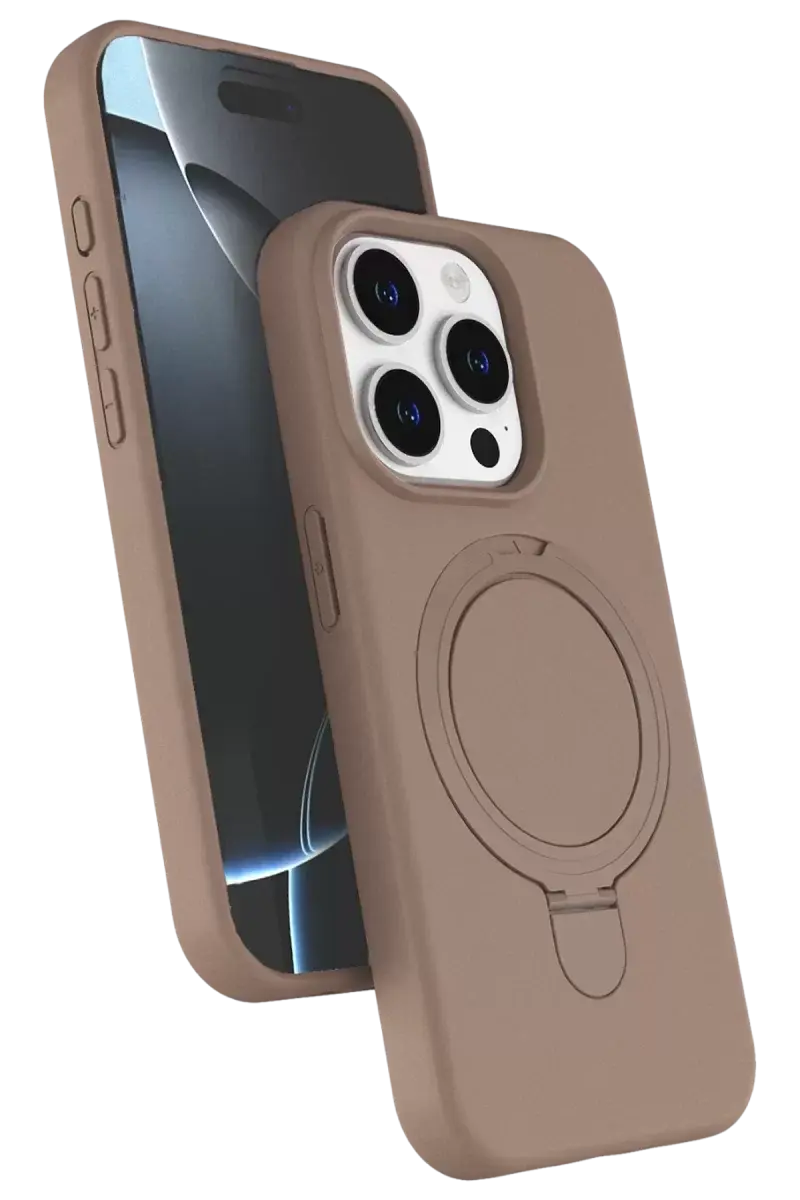 Newface Apple İphone 15 Pro Max Regal Magsafe Standlı Kapak - Çöl Titanyum