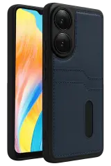 Newface Oppo A38 Sara Kartvizitli Deri Kılıf - Lacivert