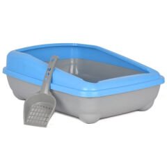 Kedi Tuvalet Kum Kabı 50/37/13.5 cm Açık Mavi + Kürek Hediye