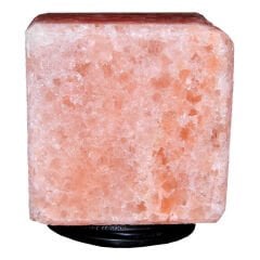 Kare Küp Şekilli Doğal Himalaya Kaya Tuzu Lambası Kablolu Ampullü Pembe 4-5 Kg