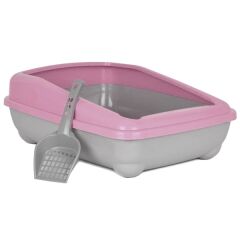Kedi Tuvalet Kum Kabı 50/37/13.5 cm Açık Pembe + Kürek Hediye