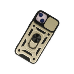 İphone 14 Kılıf Pars Lens Yüzüklü Silikon - Gold