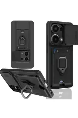 Newface Xiaomi Redmi Note 13 Pro 5g Kılıf Zuma Kartvizitli Yüzüklü Silikon - Siyah