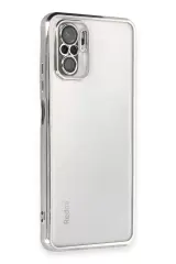 Newface Xiaomi Redmi Note 10 Kılıf Razer Lensli Silikon - Gümüş