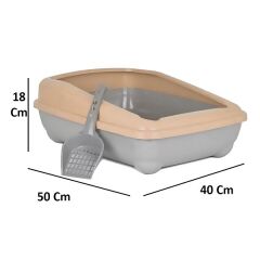 Kedi Tuvalet Kum Kabı 50/37/13.5 cm Somon Renkte + Kürek Hediye