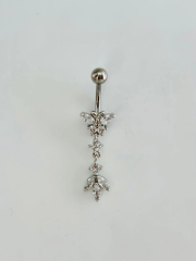 Kelebek Detaylı Sallantılı Göbek Piercing