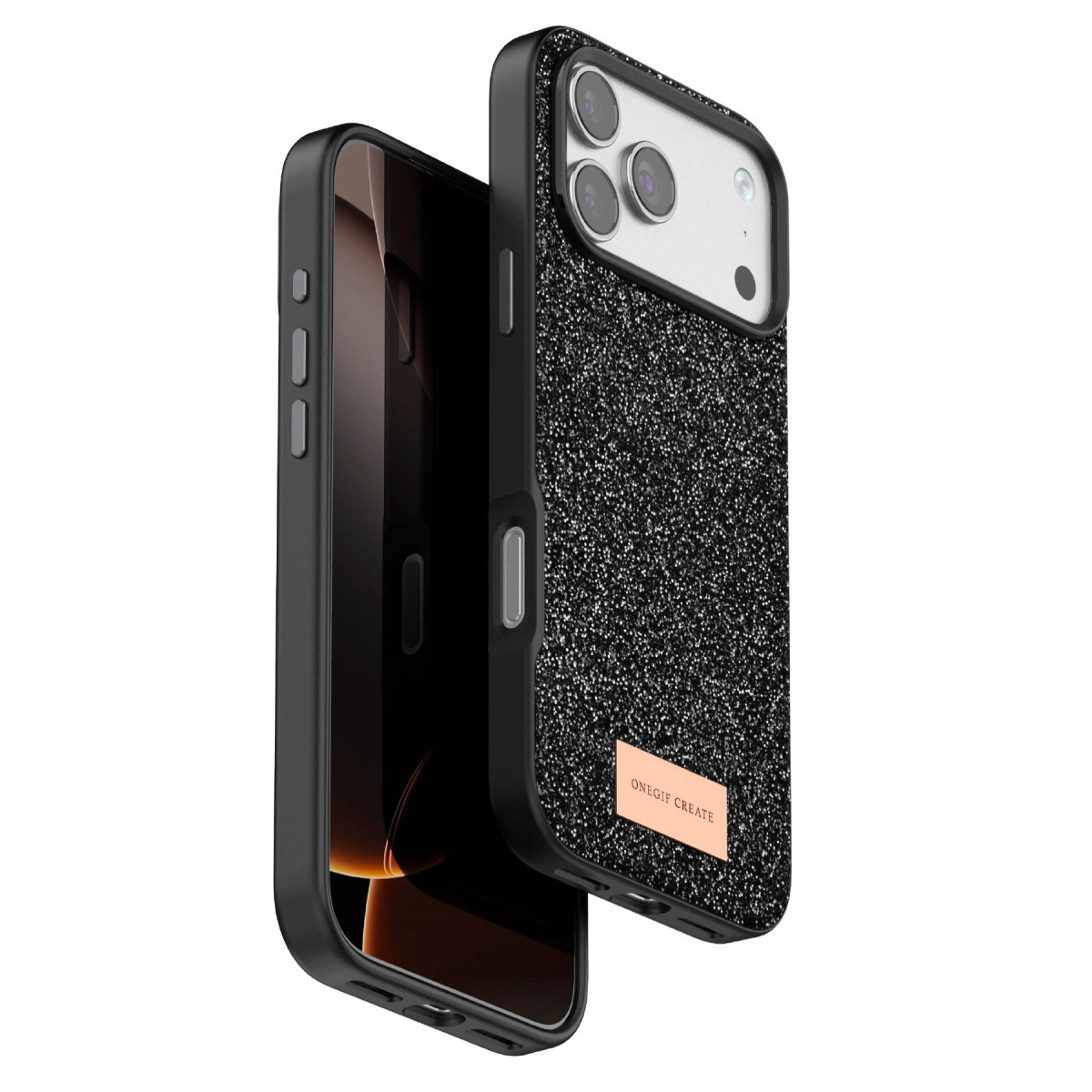 Onegif  İphone 17 Pro Bright Simli Kapak - Siyah