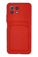 Newface Xiaomi Mi 11 Lite Kılıf Kelvin Kartvizitli Silikon - Kırmızı